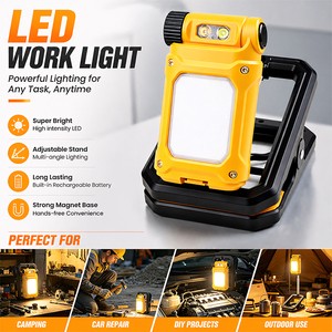 Multi-Function Work LED Light With Magnetic Base Hook Clip Digital Display Memory Function 360° Rotatable Telescopic Stand