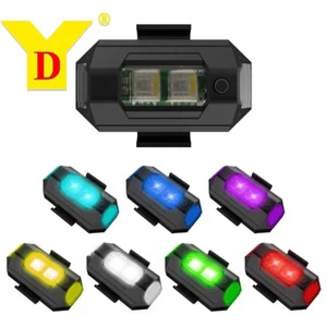 YD Universal LED Aircraft Strobe Lights Motorcycle Anti-Collision Warning Light USB Charging 4/7 Light Auto Exterior Lighting