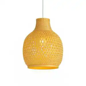 Handwoven Bamboo Pendant Light Export Packaging | Eco-Friendly Lightweight Rustic Handmade Ceiling Lamp for Home Restaurant