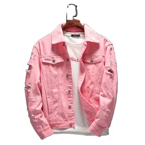 New Fashion Spring Autumn Men's Eco-Friendly Loose Denim Jacket Solid Color Long-sleeved Blouse Big Size Casual Logo Front