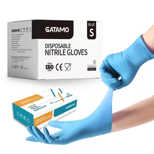 BSS017 China Blue Size M Examination Exam Household Food Thick Vinyl/nitrile Gloves Powder Free Blend Disposable Nitrile Gloves