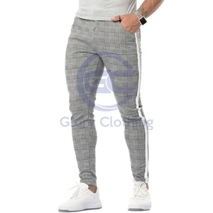 New Men's Casual Plaid Pants Winter Regular High Waist Elastic Waterproof Breathable Canvas Classic Track Bottoms Sports Joggers