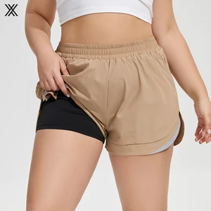 2023 Custom Gym Sport Running Workout Plus Size Double Layer Women's Shorts