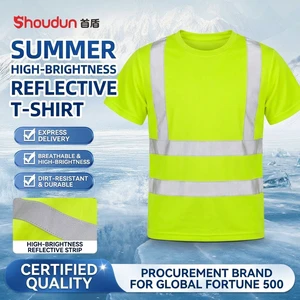 Factory Wholesale Summer Cool Quick Dry Breathable Sun-Protective Work Top High Vis Reflective Safety Class 2 Printed Lettering