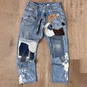 Men's Mid Waist Casual Straight Denim Pants Multi-colored Distressed Snow Wash Eco-Friendly Color Fade Proof Autumn Winter
