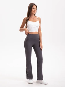 Solid Color High Waist Yoga Pants Large Side Pockets Hip Lifting Slimming Elastic Four-Way Stretch Eco-Friendly Full-Length