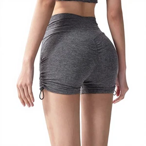 High-waisted Women's Sporty Plus-size Regular Fit Solid Sports Shorts Summer Quick-dry Yoga Running Fitness Polyester Spandex