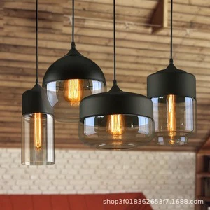 Cross-Border Industrial-Style Loft Restaurant Black Amber Glass Chandelier, Personalized Retro Artistic and Bar Lighting