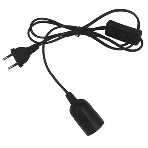 High Quality EU 2pin Plug Lamp Holder with 303 On/off Switch for E27 Socket 1.8Mx2x0.75mm2 VDE Approved Lamp Base Adap