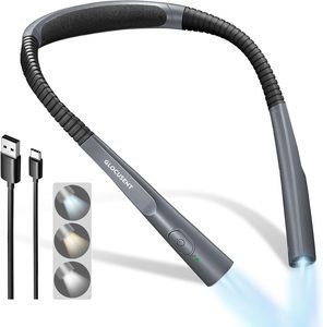 Glocusent Upgraded Slim Portable Dimmable Hanging Book Lamp Type-C Usb Rechargeable Flexible Led Neck Reading Light
