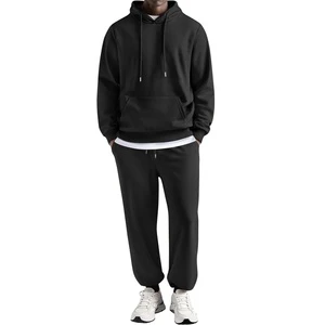 Hot-selling Solid Color Linen Blended Loose Men's Hooded 2-piece Suit Suitable For Gym Street Family Leisure Occasions