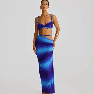 Dropshipping Beach Resort-style Swimsuit for Women2025 New Spring Style Sexy Backless Halter Top Hip-hugging Skirt Two-piece Set