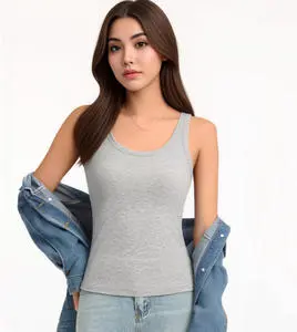 Women Tops Feeling Camisole With Built-in Chest Pad Plus Size Base Layer, Beauty Back Wide Shoulder Straps Bra Tank Top