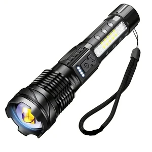 High Strong Power Led Flashlights Tactical Emergency Spotlights Telescopic Zoom Built-in Battery USB Rechargeable Camping Torch