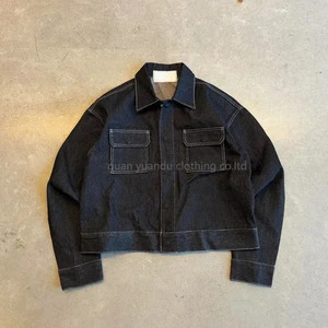 Custom Vintage Heavyweight Denim Jacket Winter Canvas Men's Cotton Work Jacket Casual Bomber Quilted Coats Jeans Jackets