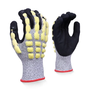 XINGYU 15 Gauge HPPE Cut Resistant Gloves ANSI A5 Sandy Nitrile with Latex Dots Coated Anti-slip Glass Industry Safety Gloves