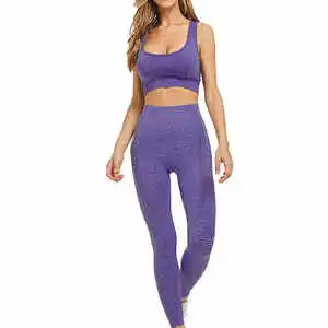 Women's Custom Yoga Suit Set for Sports Gym Wear 2 Piece Spandex/Polyester Solid Washed Plus Size Breathable Yoga Set