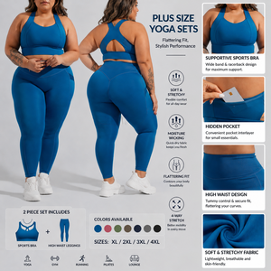 Customized Big Plus Size Yoga Wear Gym Clothes Fitness Clothings Women Workout Suit Plus Size Yoga Sets