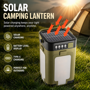 3-in-1 Solar Camping Lights Waterproof IP44 Folding Tent LED Lantern USB/Solar Charging Rechargeable Dimmable Garden