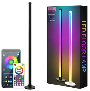 Factory Direct Luxury Designer Standing Lamp Dimmable Remote Control White Fabric Shade Stable Base LED Floor Lamp