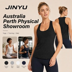 Custom Non-Toxic Yoga Tank Top Women AU Showroom AUD Cash Scoop Neck Fitness Vest Dark Australia Wholesale OEM