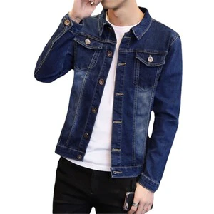 Winter Men Denim Jacket Casual Solid Color Zipper Front Logo Slim Fit Waterproof Windproof Hooded Cotton Outwear