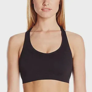 New Solid Color Spandex/Polyester Sexy Racerback Yoga Sports Bra Front High Support Quick Dry Breathable Fitness Bra for Women