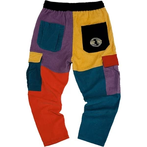 Custom Contrast Patchwork Men's Cargo Pants Men's Multi-pocket Pants Corduroy Pants Jogger Pants Casual Vintage Streetwear Pants