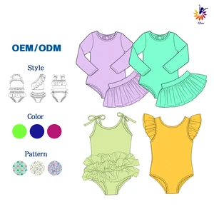 Girls Swimsuit Solid One-Piece Bathing Suit Adjustable Straps Quick Dry Stretchy Fabric for Pool Party Vacation Custom Print