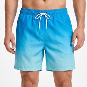 2026 Custom Logo Gradient Printed Sports Shorts Men's 4-Way Stretch High-Elasticity Ombre Performance Shorts Swim Trunks