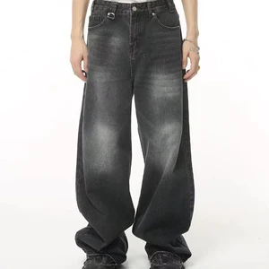 Custom New Brand Washed Casual Loose Men's Denim Straight Fit Denim Jeans 5 Pockets Jeans for Men