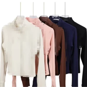 Custom Logo Fitness Yoga Wear Sport Jacket Long Sleeve Gym Yoga Shirt Top Sportswear Lulu Jacket Gold Zipper