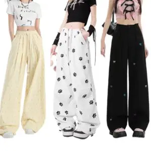 Pear Shaped Body Casual Pants Summer Korean Version New Versatile Mid Waist Loose Fit Slimming Wide Leg Balloon Plaid Breathable