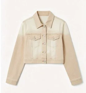 Women's Basic Fashion Short Sleeve Denim Jacket Button Decoration Solid Color Washed Techniques Casual Style for Autumn Cotton