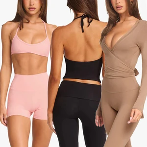 Ready to Ship Popular Naked Feeling Sexy Running Wear Quick Dry Sports Suits Women Fitness Lightweight Yoga Set
