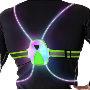 LED Flash Reflective Safety Vest Front Light USB Rechargeable Night Safety Lights for Running Jogging Cycling Walking Visibility