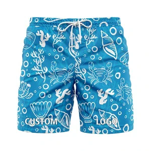 High Quality Mens Beach Shorts Elastic Waist Shorts For Beach Four Side Elastic Beach Pants Deep Sea Pattern Shorts