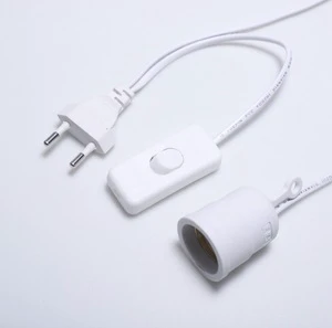 US/EU Plug E27 Power Cord LED Pendant Light Head 303 Switch 1.8m Bulb Socket PC Material Screw Base Lamp Holder Charging
