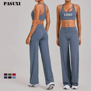 PASUXI High Waist Yoga Pants Seamless Women Sexy Solid Color Leggings Set Custom Gym Fitness Plus Size Yoga Set