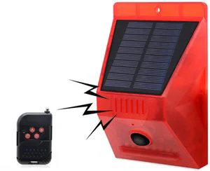 Solar Alarm Light with Remote Wireless 4 Modes Outdoor Motion Sensor Security Siren Lamp USB Charge Emergency Warning for Yard