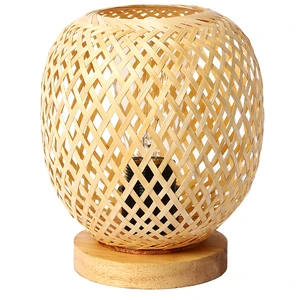 Vintage Handmade Bamboo Rattan Lamp Living Room Decoration Bedroom Bedside Bamboo Table Lamp