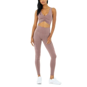 Women's Yoga Sets Custom Printed Solid Pattern High Quality Spandex/Cotton Eco-Friendly Anti-Bacterial Quick Dry Yoga Kit