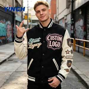 LAYENNE High Quality Varsity Jacket Men and Women Chenille Embroidery Leather Sleeves Custom Baseball Letterman Varsity Jacket
