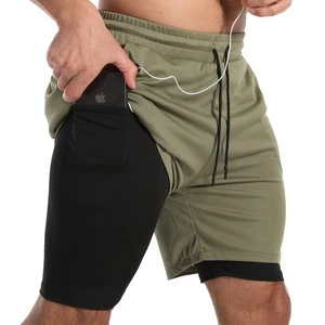 American Size Men's Summer New Personality Trend Quick-drying Casual Fitness Sports Shorts Double-layer Five-point Pants