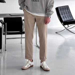 men's pants Mens Korean Style Straight Fit Casual Pants 4Way Stretch Cotton Daily Unisex Streetwear Basic Bottoms 5 Colors