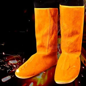 New Customized Logo Solid Color Leather Heat-Resistant Protective Welding Safety Shoe Covers for Work Wear