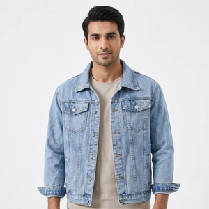 Top Selling Men's Coated Denim Jackets Stand Collar Vintage Style Autumn Customized with ODM Services