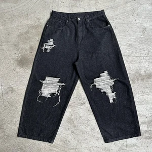 Men's Distressed Baggy Jeans Pant High Quality Plus Sized Autumn Denim Patch Work Denim Pant for Men