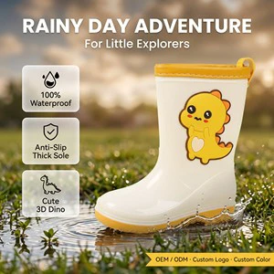 Custom PVC Removable Warm Cotton Liner Thick Kids Waterproof Rain Boots Cute Cartoon Anti Slip Sole Toddler Rain Boots Wellies