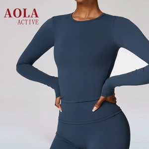 2026 AOLA Women's Long Sleeve Yoga Top Custom Breathable Casual Sports Yoga Workout Wear Gym Fitness Top